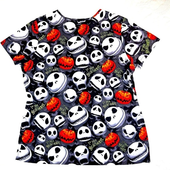 Disney Nightmare Before Christmas Jack Skellington Scrub Top Size Medium - Picture 2 of 7